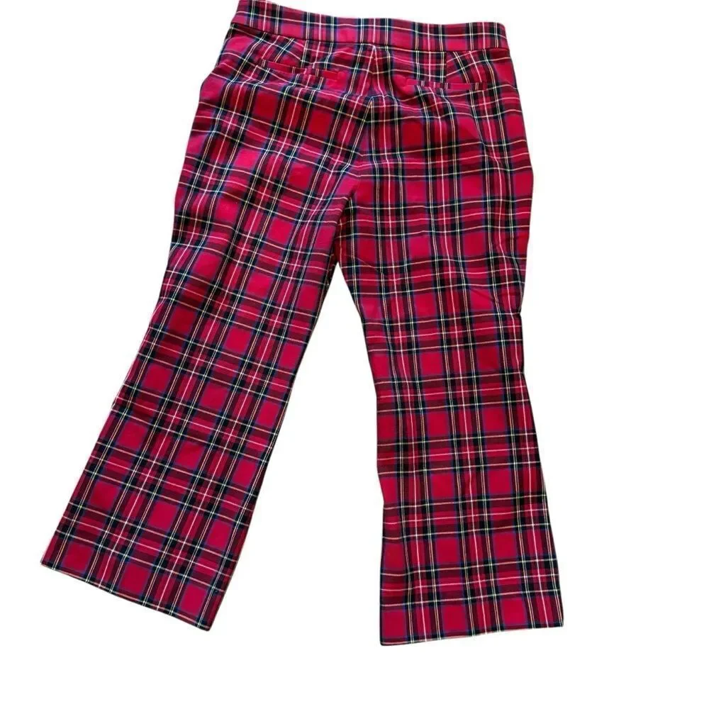 J.Crew BM376 Trendy Chic Kelsey Flare Pants in Festive Tartan Plaid